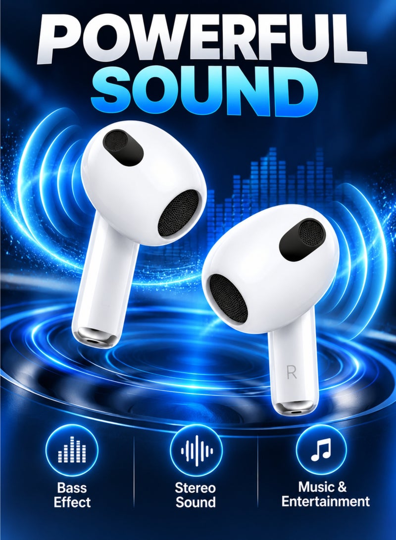 Oteeto True Wireless Earbuds, Bluetooth 5.4, Noise Cancellation, Bass Effect, Long Battery Life, Wireless Stereo Earphones with Charging Case, OT108 White - Image 3