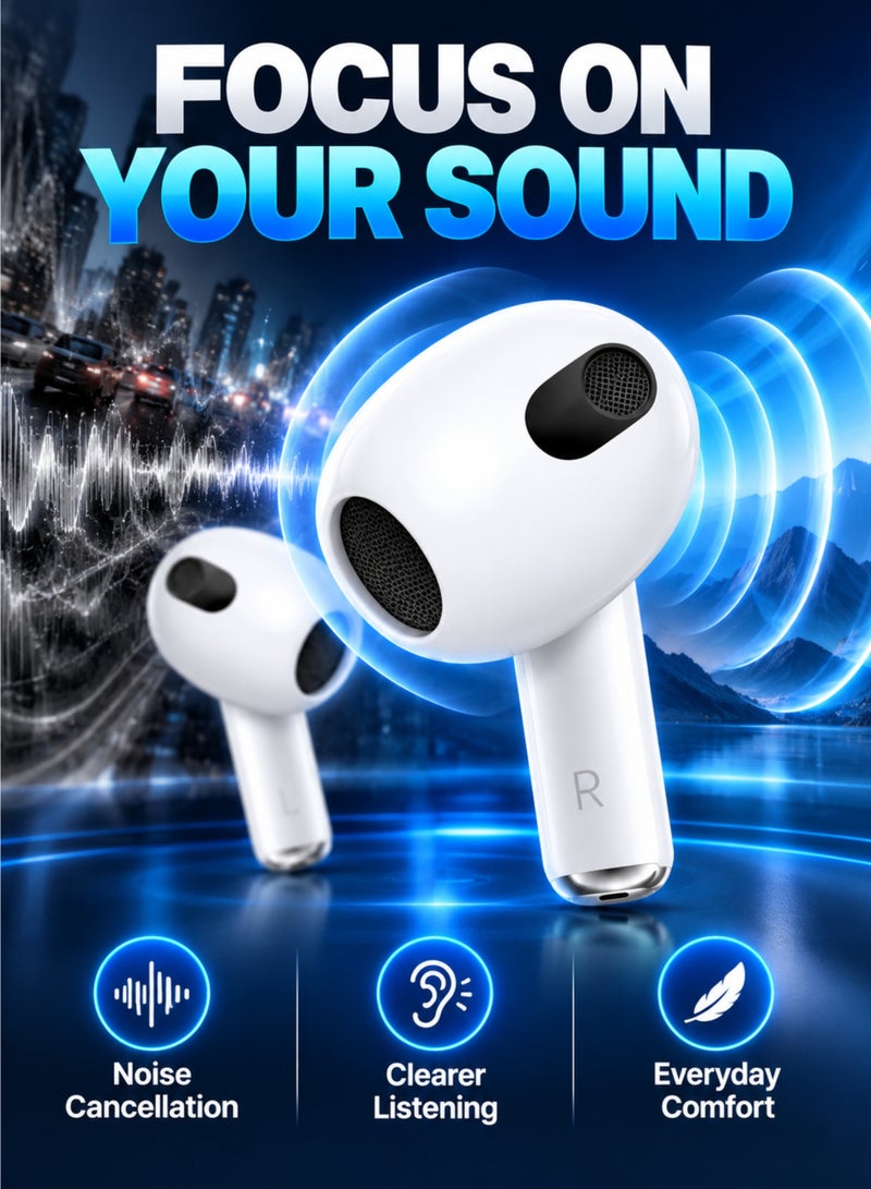 Oteeto True Wireless Earbuds, Bluetooth 5.4, Noise Cancellation, Bass Effect, Long Battery Life, Wireless Stereo Earphones with Charging Case, OT108 White - Image 5