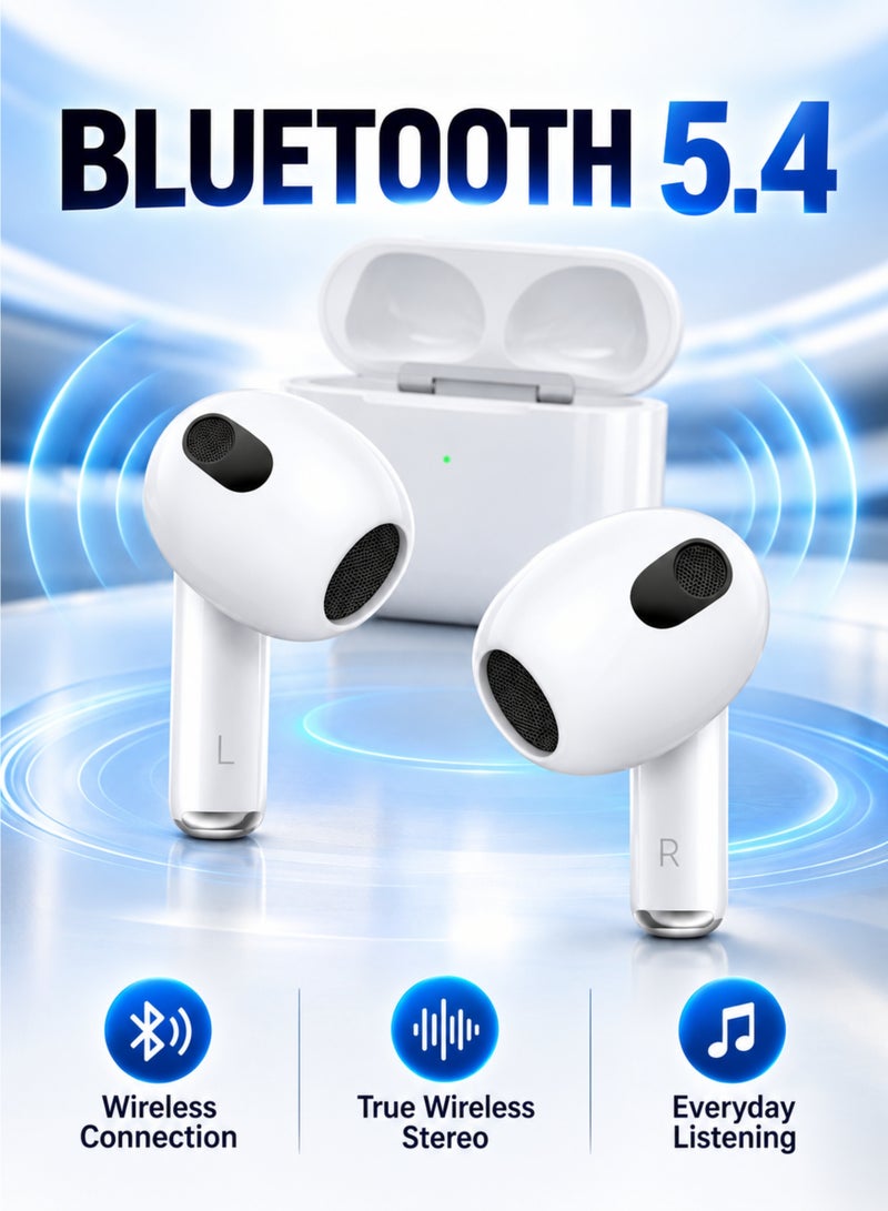 Oteeto True Wireless Earbuds, Bluetooth 5.4, Noise Cancellation, Bass Effect, Long Battery Life, Wireless Stereo Earphones with Charging Case, OT108 White - Image 2