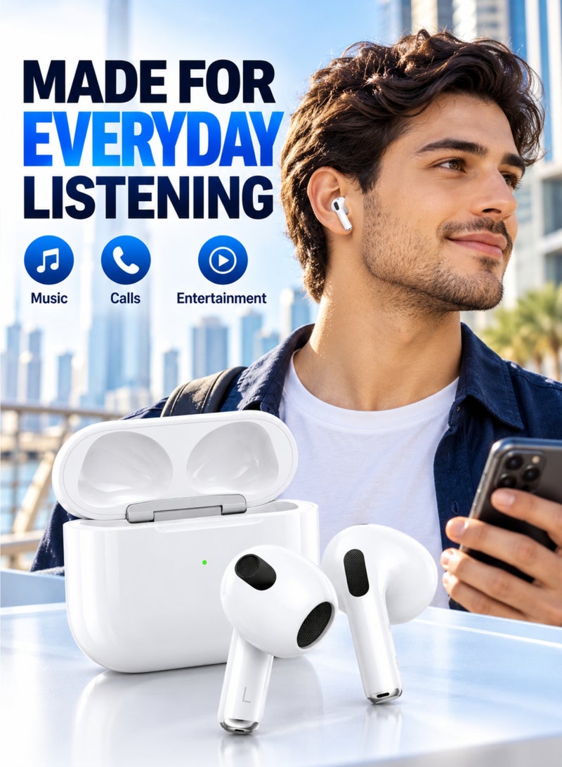 Oteeto True Wireless Earbuds, Bluetooth 5.4, Noise Cancellation, Bass Effect, Long Battery Life, Wireless Stereo Earphones with Charging Case, OT108 White - Image 4