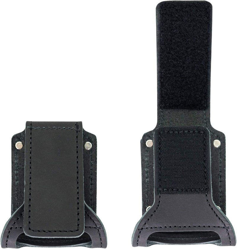 LINE2design Firefighter Fire Axe Cradle Holder - Portable Fire Hooks Wood Axes Heavy Duty Secure Reflective Trim 360 Degree Swivel Leather Axe carry Case with Two Stainless Steel Belt Clips – Black - Image 4