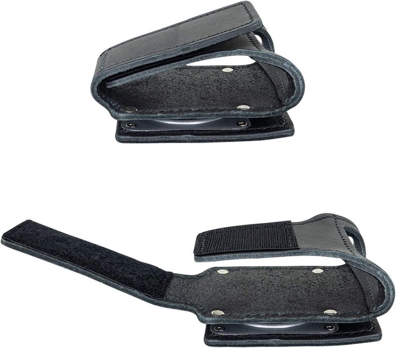 LINE2design Firefighter Fire Axe Cradle Holder - Portable Fire Hooks Wood Axes Heavy Duty Secure Reflective Trim 360 Degree Swivel Leather Axe carry Case with Two Stainless Steel Belt Clips – Black - Image 3