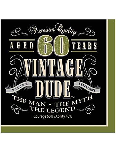 Creative Converting 16 Count Vintage Dude 60th Birthday Lunch Napkins - 661667 - Image 5