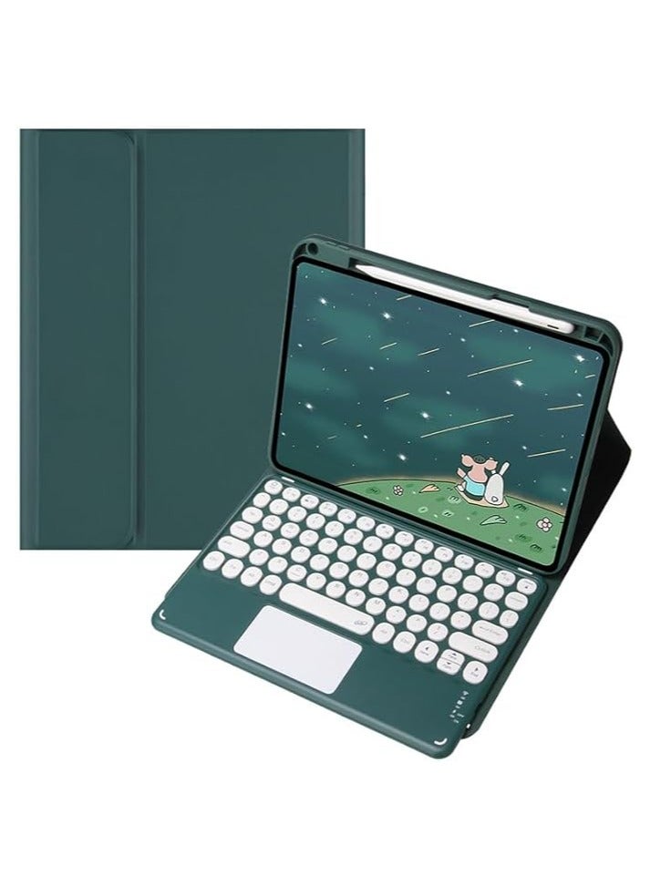 Round Hat Keyboard Case Compatible with Xiaomi Pad 7 / Pad 7 Pro 11.2 Inch 2024, with Detachable Touch Keyboard and Protective Case with Pen Slot 