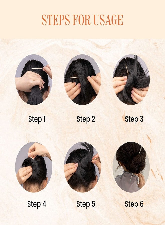 RAYNAG 4-Piece Bun Hair Sticks Metal Hair Chopsticks Charms Girl Women Hair Pin, Alloy Hair Pick, Gold and Silver - Image 4