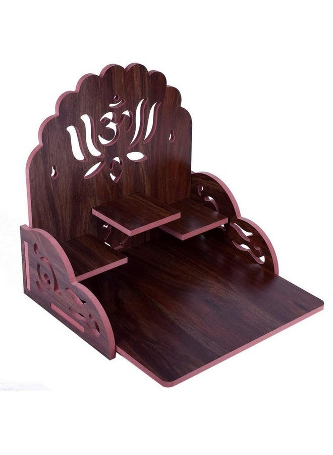 G Gojeeva Gojeeva Wood Hand Crafted Om with Lotus Pattern Office Temple for Puja Temple for Home and Office l Devghar Puja l Wooden Mandir (Brown-2) (Pack of 1)  - Image 2