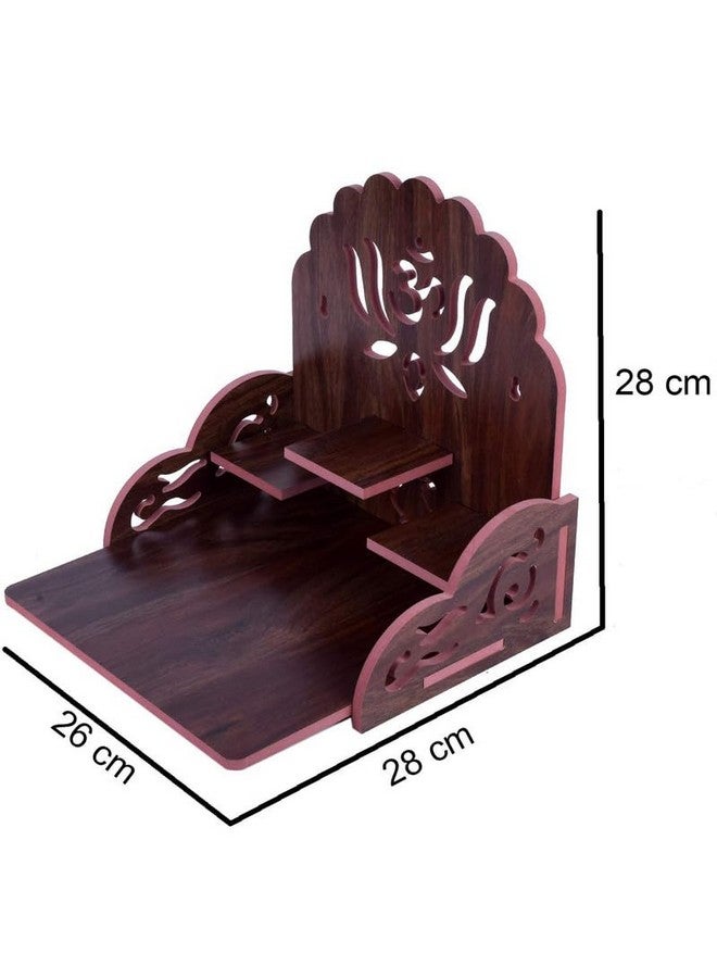 G Gojeeva Gojeeva Wood Hand Crafted Om with Lotus Pattern Office Temple for Puja Temple for Home and Office l Devghar Puja l Wooden Mandir (Brown-2) (Pack of 1)  - Image 3