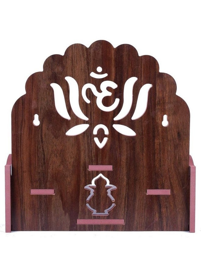 G Gojeeva Gojeeva Wood Hand Crafted Om with Lotus Pattern Office Temple for Puja Temple for Home and Office l Devghar Puja l Wooden Mandir (Brown-2) (Pack of 1)  - Image 4