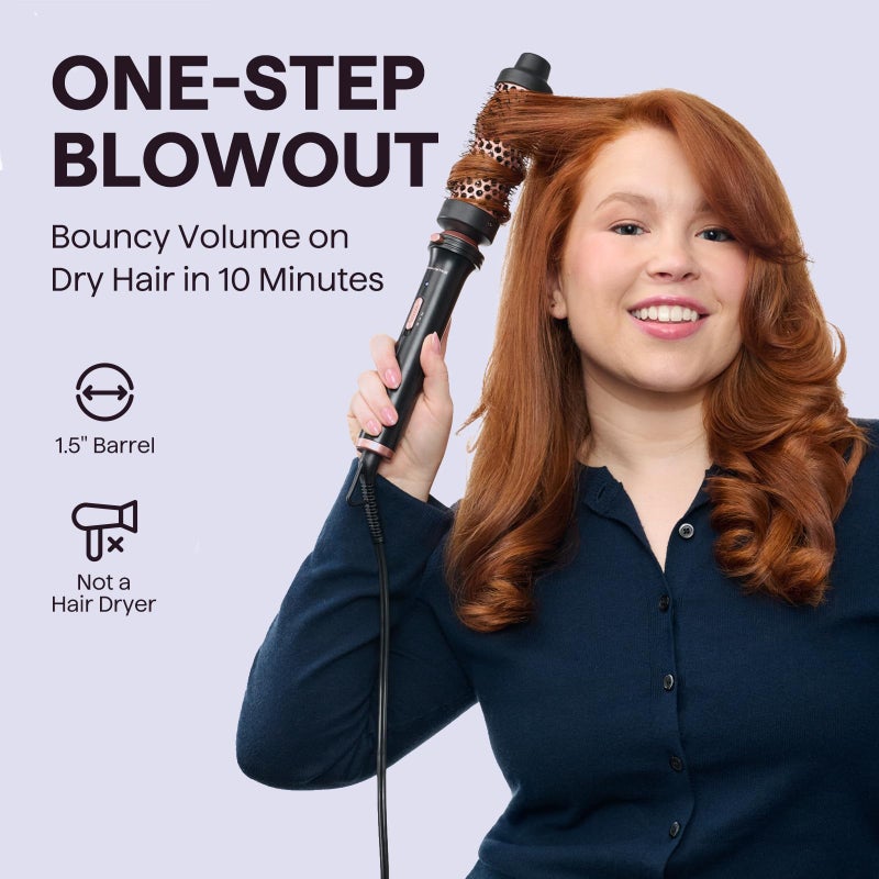 Wavytalk Thermal Brush, 1 1/2 inch Heated Round Brush with Detachable Head, Velvet Pouch and Dual Voltage for Travel, Easy to Create Blowout Look, Rose Gold - Image 2