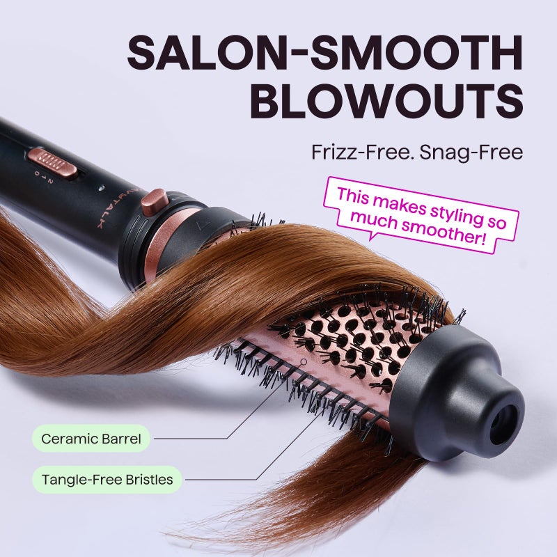 Wavytalk Thermal Brush, 1 1/2 inch Heated Round Brush with Detachable Head, Velvet Pouch and Dual Voltage for Travel, Easy to Create Blowout Look, Rose Gold - Image 3