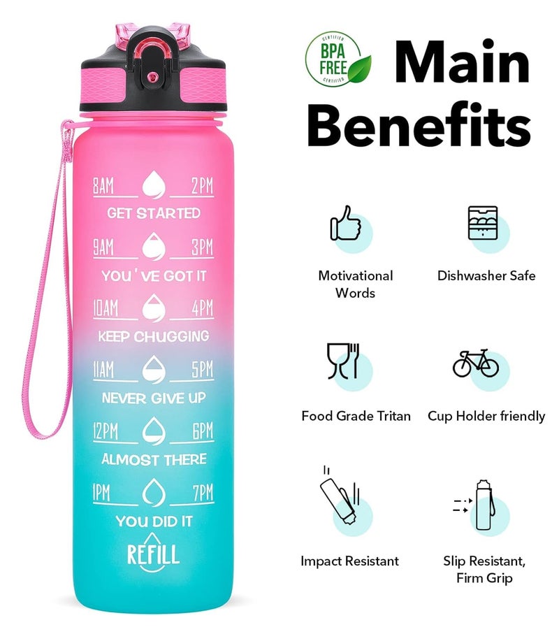 perpetual Bpa Free, Leak Proof, Measures How Much Water You Drink, Stylish Strap, Motivational Sports Water Bottle Pack Of 1 - Image 2