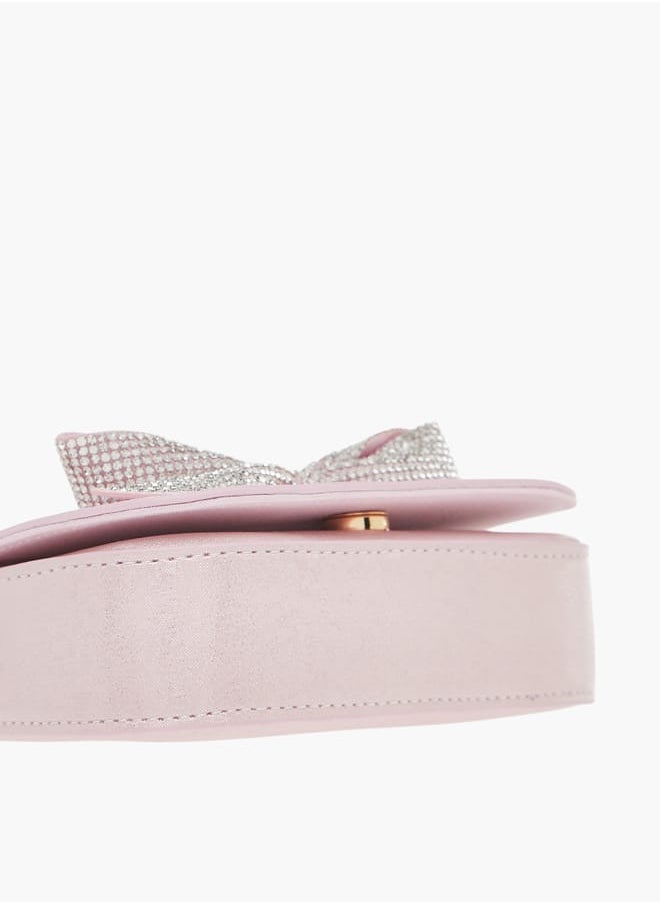 Celeste - Girls Bow Embellished Crossbody Bag with Chain Detail Strap and Flap Closure - Image 1