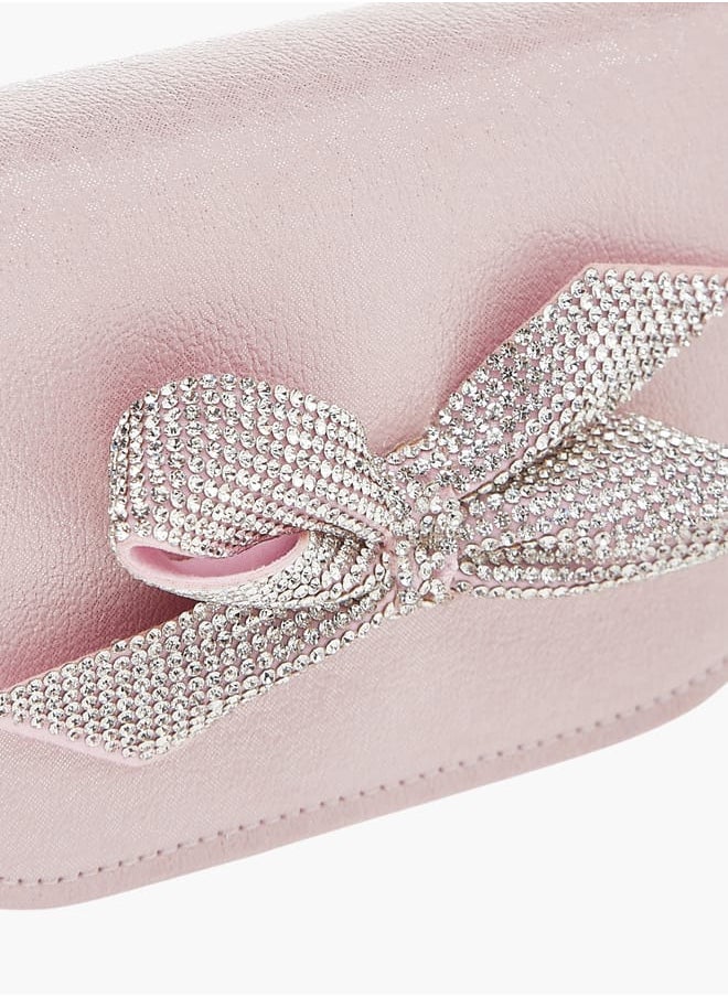 Celeste - Girls Bow Embellished Crossbody Bag with Chain Detail Strap and Flap Closure - Image 1
