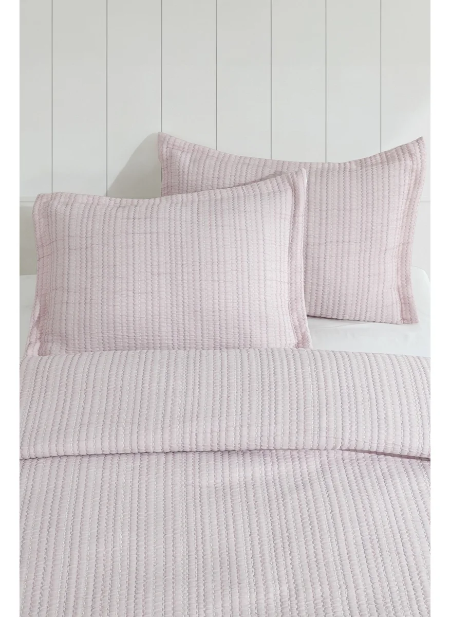 Elart Stripe Bedspread Double Rose Dried Rose