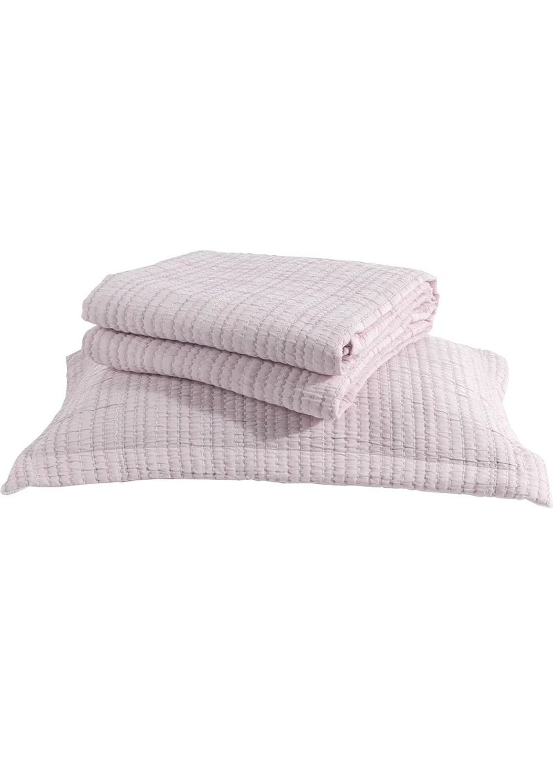 Elart Stripe Bedspread Double Rose Dried Rose