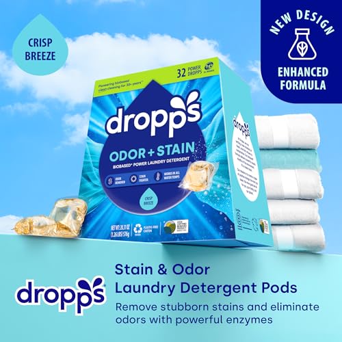 Dropps Odor & Stain Biobased Power Laundry Detergent Pods, Crisp Breeze HE Compatible Laundry Pods for Fresh Clothes - Laundry Soap Supplies & Recyclable Paperboard Packaging - Image 3