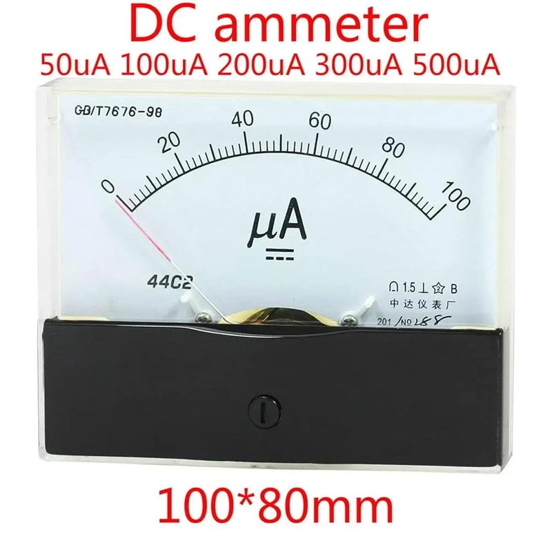 44C2-A DC 0-50uA 100uA 500uA Pointer Type DC Micro-Ampere Meter Class 1.5 Analog Amperemeter Panel Meter Gauge(0-1mA) - Image 2