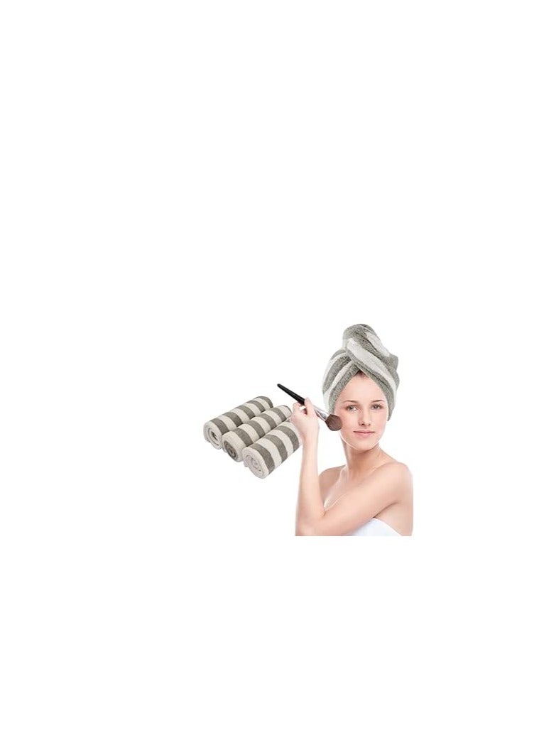 فيفوتي منشفة شعر من الألياف الدقيقة، عمامة استحمام فائقة الامتصاص، سريعة الجفاف، ناعمة ومضادة للتجعد، عبوة من 3 قطع، مقاس 10 × 25.5 بوصة، رمادي - Image 1