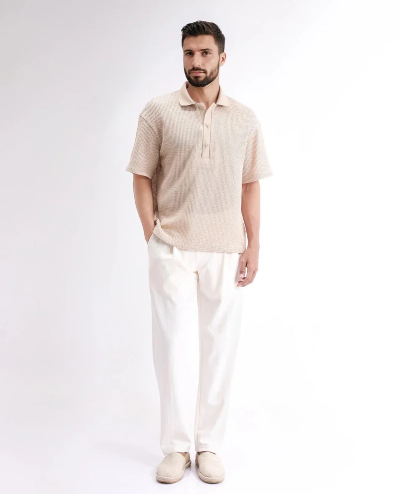 Rare Rabbit Men's Knitted Half Sleeve Shirt