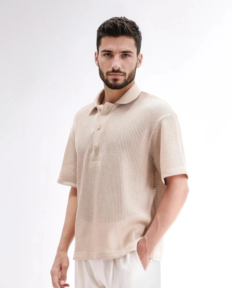 Rare Rabbit Men's Knitted Half Sleeve Shirt