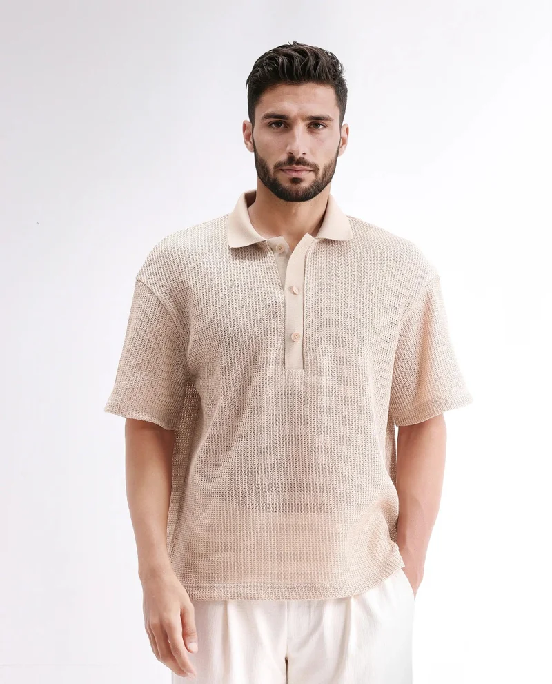 Rare Rabbit Men's Knitted Half Sleeve Shirt