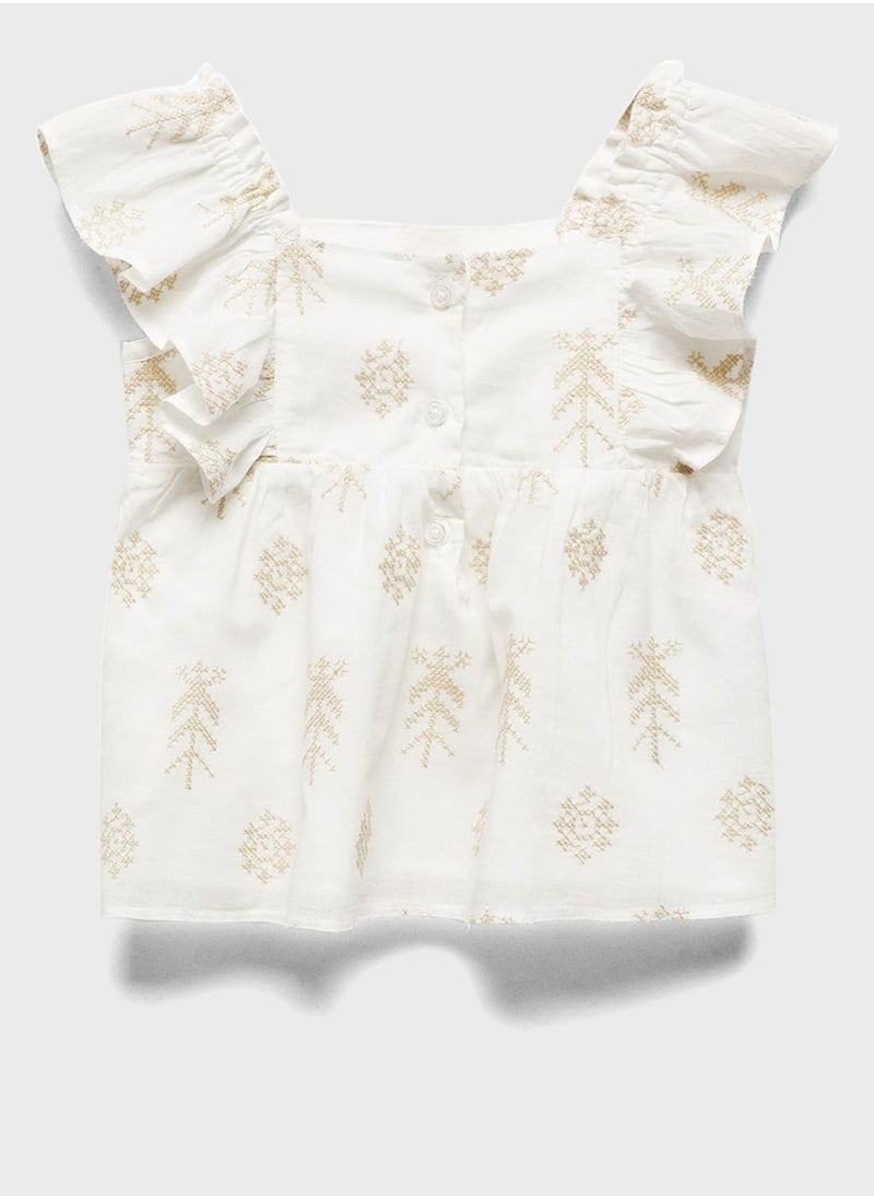 MANGO - Kids Embroidered Ruffle Top - Image 1