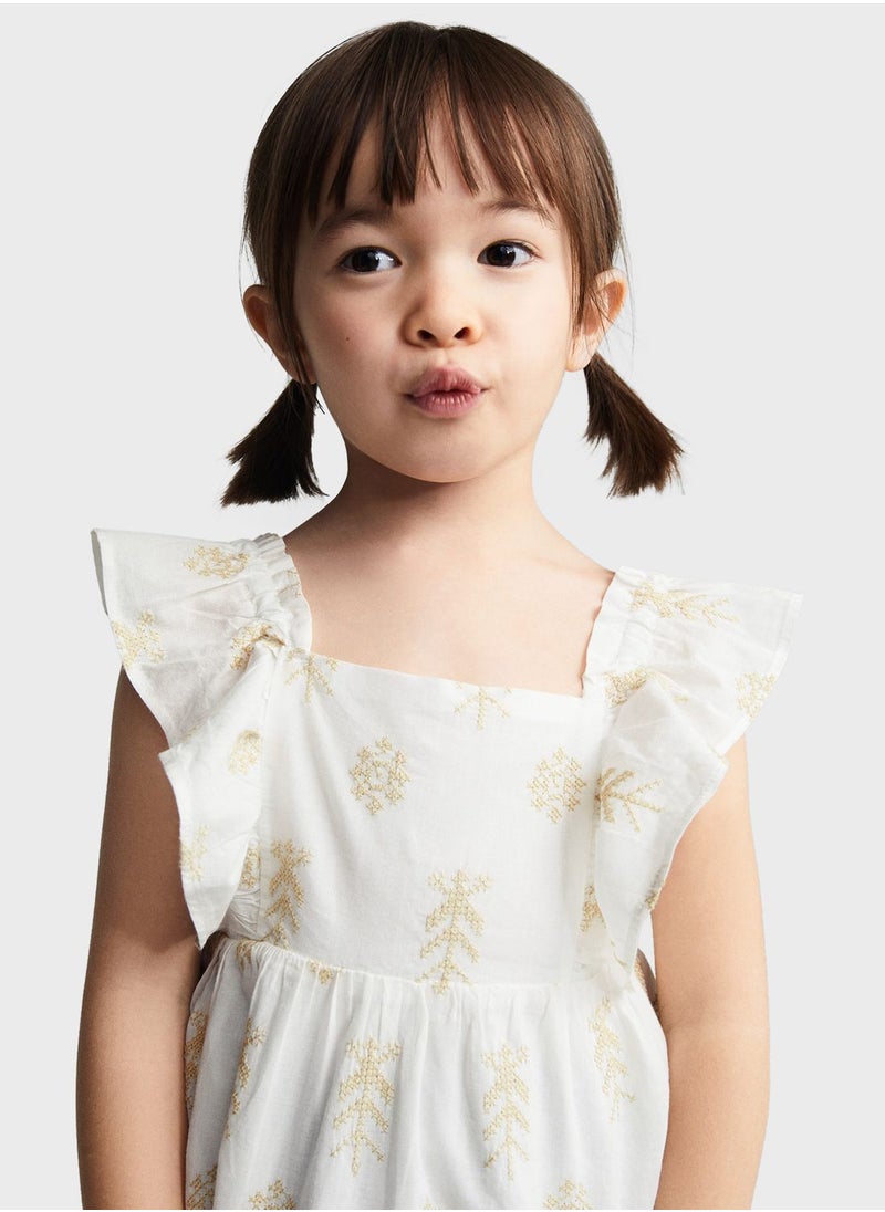 MANGO - Kids Embroidered Ruffle Top - Image 1