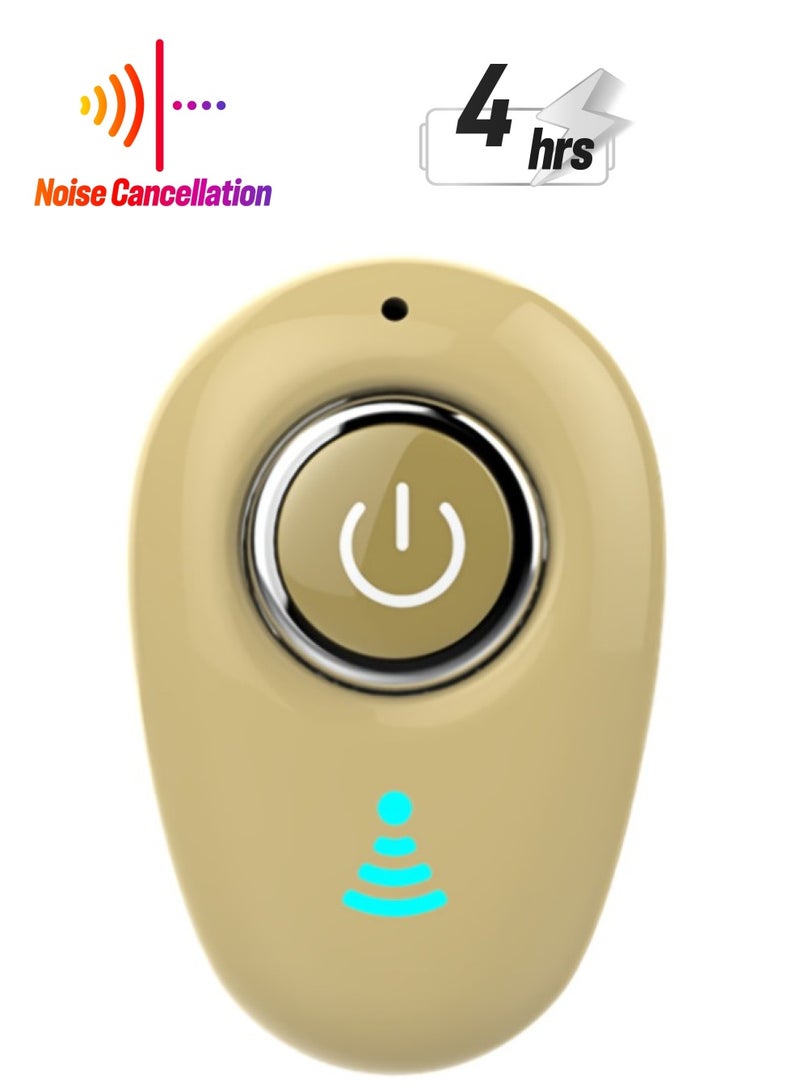 AROAQ Single Wireless Earphone, Noise Cancelling Mini Bluetooth Headset, Ergonomic Design TWS Earbud With Microphone, High Quality Stereo Sound Earbud For Music, (Single Piece, Beige) - Image 1