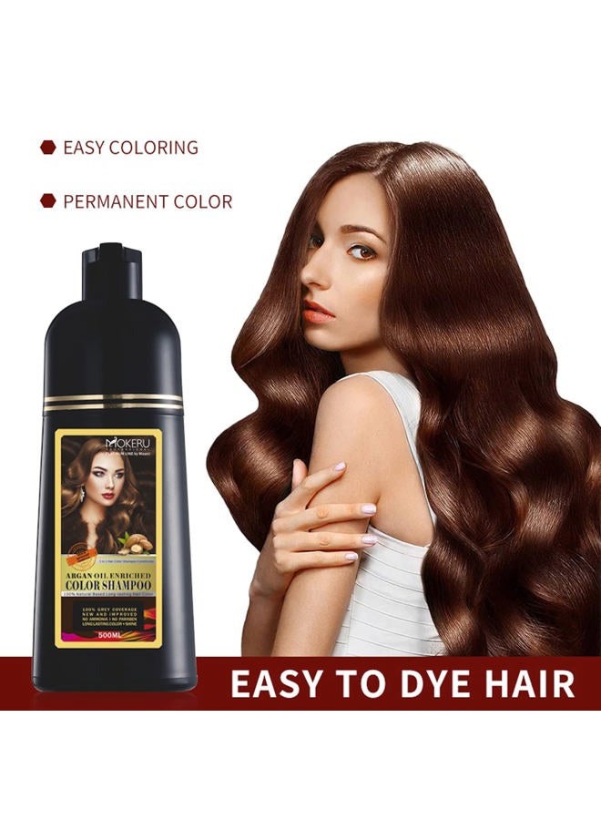 maani MOKERU Professional Argan Oil Hair Dye Color Shampoo 500 ML I New & Improved Formula Ammonia Free Paraben Free I Instant Fast Acting Long Lasting Signature Platinum Line by Maani (Light Brown) - Image 3