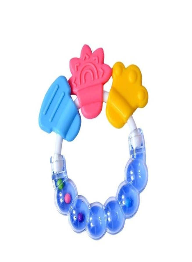 ROFORUF Silicone Baby Rattle Teething Toy for Newborn Infant, BPA Free Natural Organic Teether for Babies/Silicone Dental Care Teether/Silicone Teether Relief Soothing Sore Gums Chew Infants (Pack of 1) - Image 1