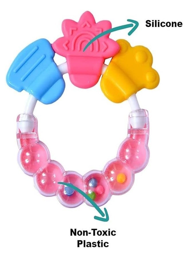 ROFORUF Silicone Baby Rattle Teething Toy for Newborn Infant, BPA Free Natural Organic Teether for Babies/Silicone Dental Care Teether/Silicone Teether Relief Soothing Sore Gums Chew Infants (Pack of 1) - Image 2