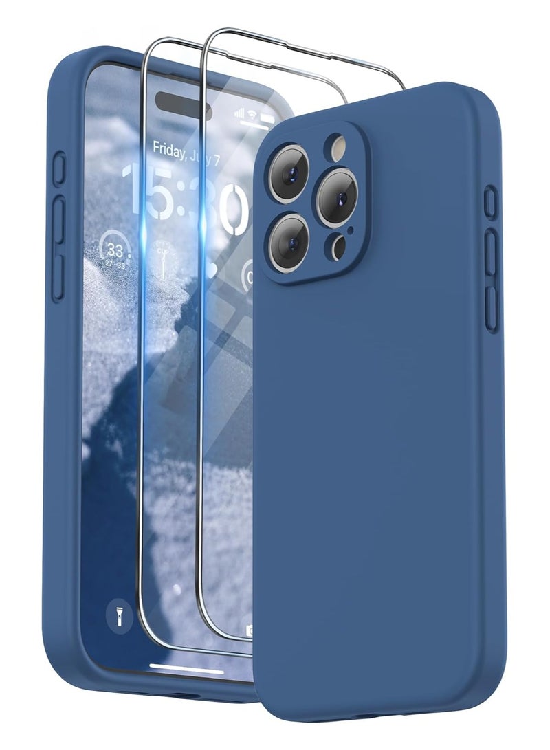 ELTRAZONE Design for iPhone 15 Pro Max Case [2 x Screen Protectors & 1 x Lanyard], Liquid Silicone Protection for Each Lens Shockproof Cover for iPhone 15 Pro Max 6.7 inch 2023, Blue Jay - Image 1