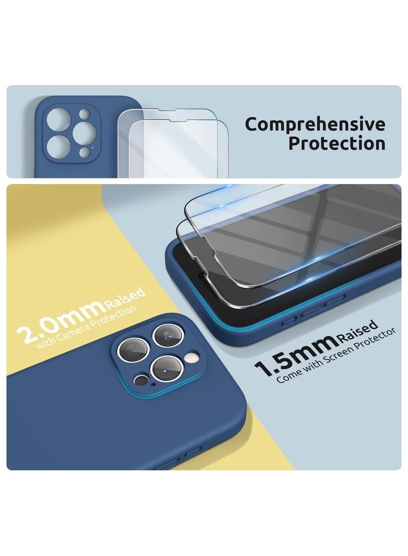 ELTRAZONE Design for iPhone 15 Pro Max Case [2 x Screen Protectors & 1 x Lanyard], Liquid Silicone Protection for Each Lens Shockproof Cover for iPhone 15 Pro Max 6.7 inch 2023, Blue Jay - Image 3