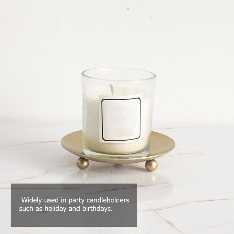 2 pcs Candle Table Tray Base Iron Tray Wedding Decoration Plate (Golden) - Image 3