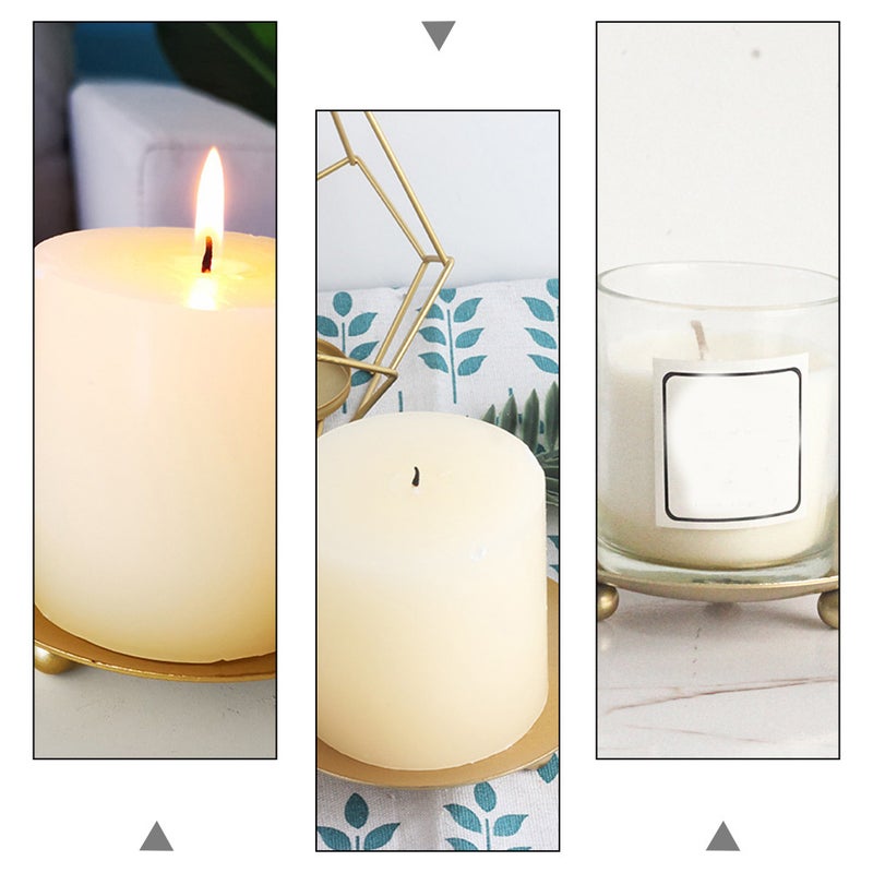 2 pcs Candle Table Tray Base Iron Tray Wedding Decoration Plate (Golden) - Image 5