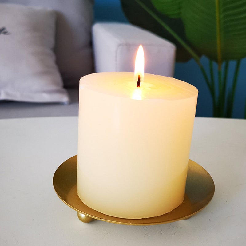 2 pcs Candle Table Tray Base Iron Tray Wedding Decoration Plate (Golden) - Image 1