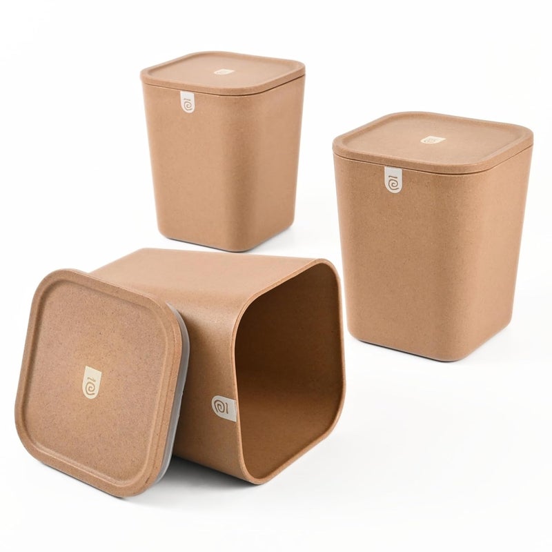 Eha Earth Friendly Kitchen Storage Jars Containers Sugar Tea Coffee Container Set of 3 2000 ml kitchen Container Boxs For Storage Made with Rice Husk Biocomposite Tortila - Image 1