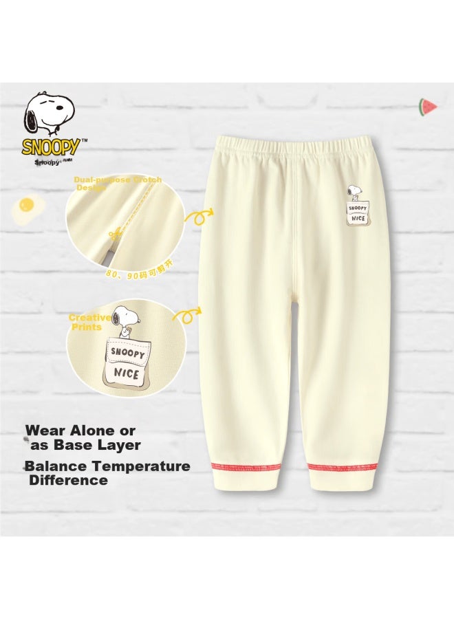 Snoopy Children's Autumn Winter Thermal Leggings Warm Comfortable Uni Kids Pants Beige Cookie Nubi 120 - Image 2