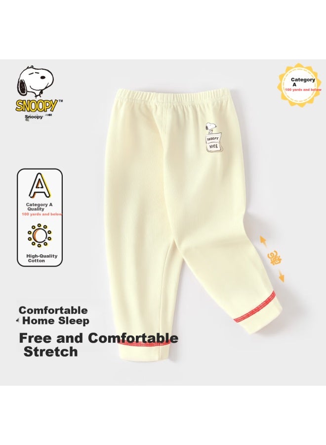 Snoopy Children's Autumn Winter Thermal Leggings Warm Comfortable Uni Kids Pants Beige Cookie Nubi 120 - Image 1