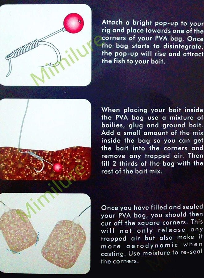 Drchoer 50pcs Water Soluble Bags PVA Fishing Mesh Universal RefillBait Bag Carp Coarse Fishing Accessories Tackles,L,M,S Available Large - Image 5