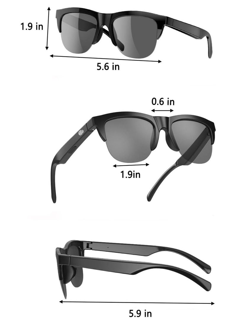 F06 Smart Glasses with Bluetooth, Open-Ear Audio, Microphone, Dual Polarized & Blue Light Filter Lenses, One Size, Unisex – Black - Image 2