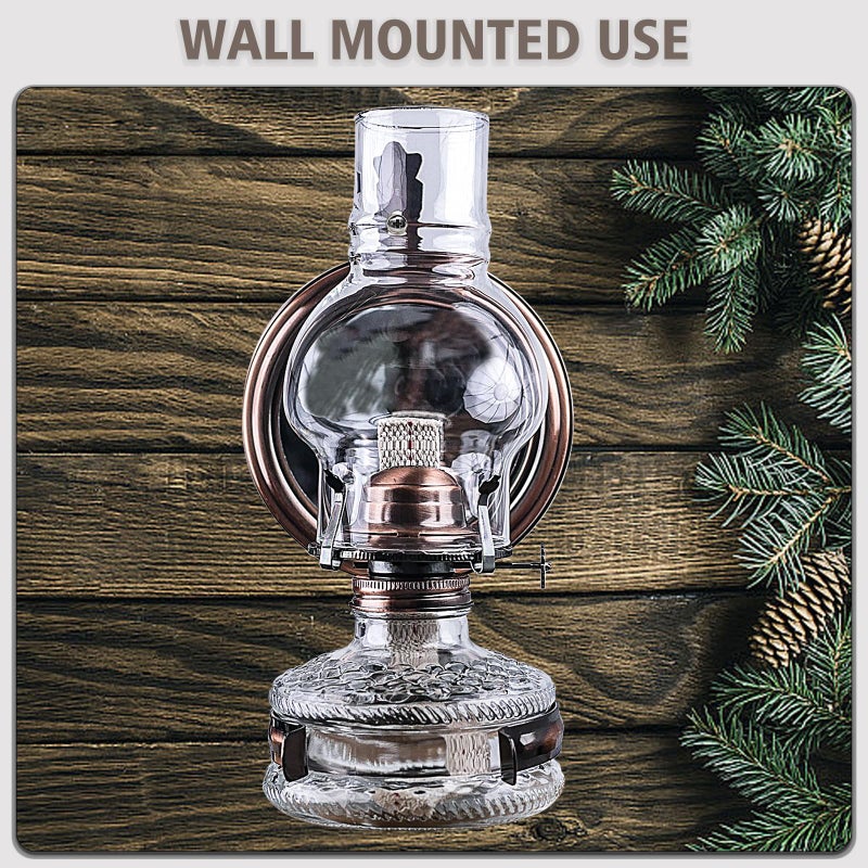 SYOENK 2 Pieces Rustic Large Glass Kerosene Oil Lamps, Wall Oil Lantern Vintage Oil Lamps for Indoor Use Decor Chamber Hurricane Lamp Home Lighting Clear Kerosene Lantern 11 Inch Height - Image 4