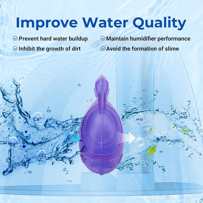 Funmit Humidifier Cleaning Fish, 12 Pack Humidifier Cleaner for Humidifiers and Fish Tanks, Purifies Water, Prevents Hard Water Build-Up, Reduces Scale, Purple - Image 5