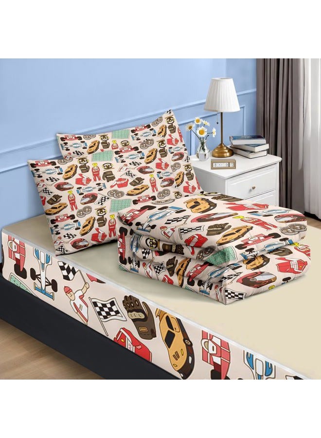 Nesker Twin Zipper Bedding, Racing Car Zipper Bedding Sets for Boys, 3pcs All in on one, Cool Extreme Sports Kids Comforter Set with Fitted Sheet and 2 Pillowcases - Image 2