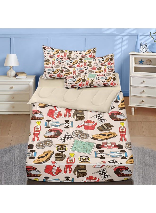 Nesker Twin Zipper Bedding, Racing Car Zipper Bedding Sets for Boys, 3pcs All in on one, Cool Extreme Sports Kids Comforter Set with Fitted Sheet and 2 Pillowcases - Image 1