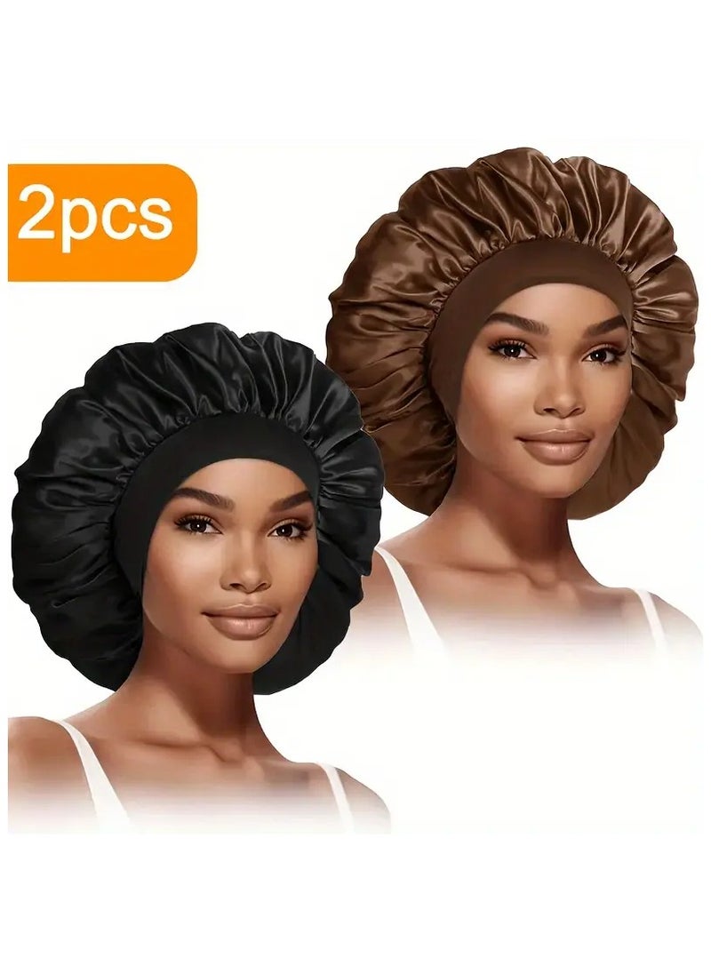 Generic 2 Piece Satin Sleep Cap Set Perfect Hair Protection And Ultimate Comfort 