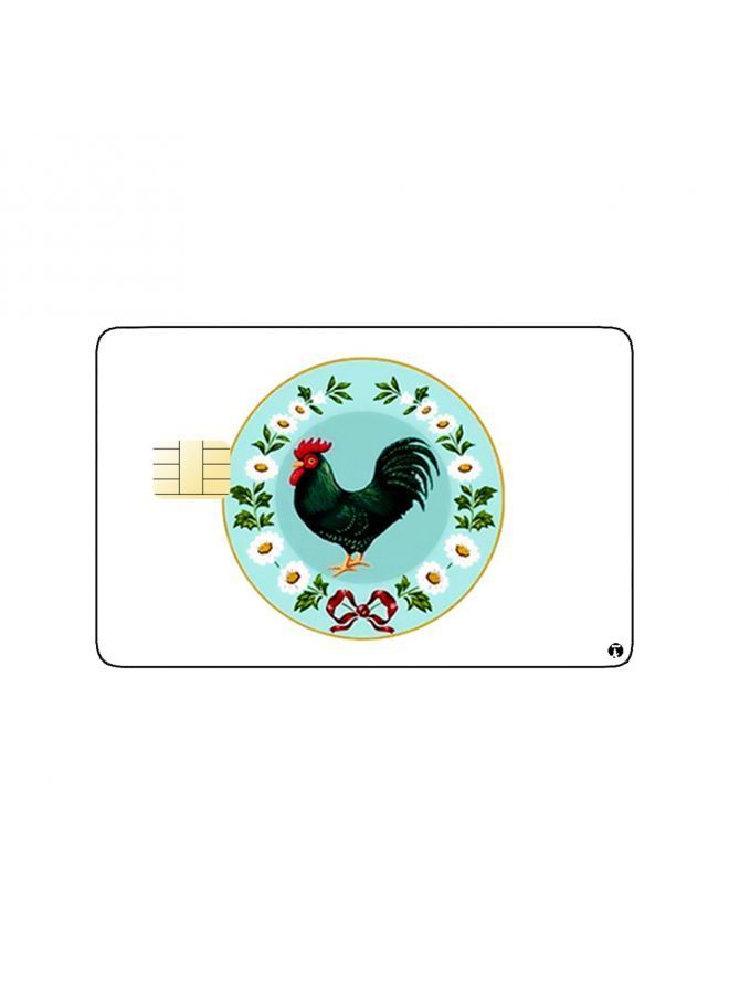 RKN PRINTED BANK CARD STICKER Colorful Rooster Drawing With Flowers - Image 2