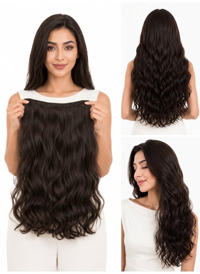 Seamless Wavy U-Shaped One-Piece Hair Extension with 5 Clips - Image 1
