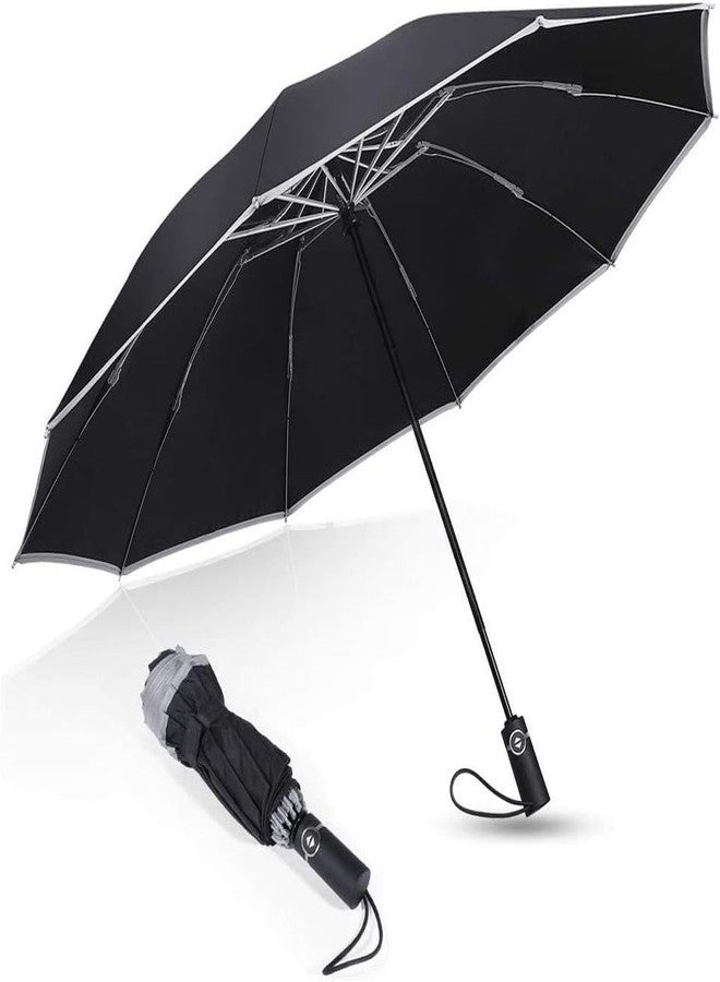 MIXEN Reverse Folding Umbrella with Night Reflective Stripe Automatic Open Close 8 Steel Ribs Windproof Waterproof UV Sun Protection Lightweight for Car Travel Outdoor - Image 1