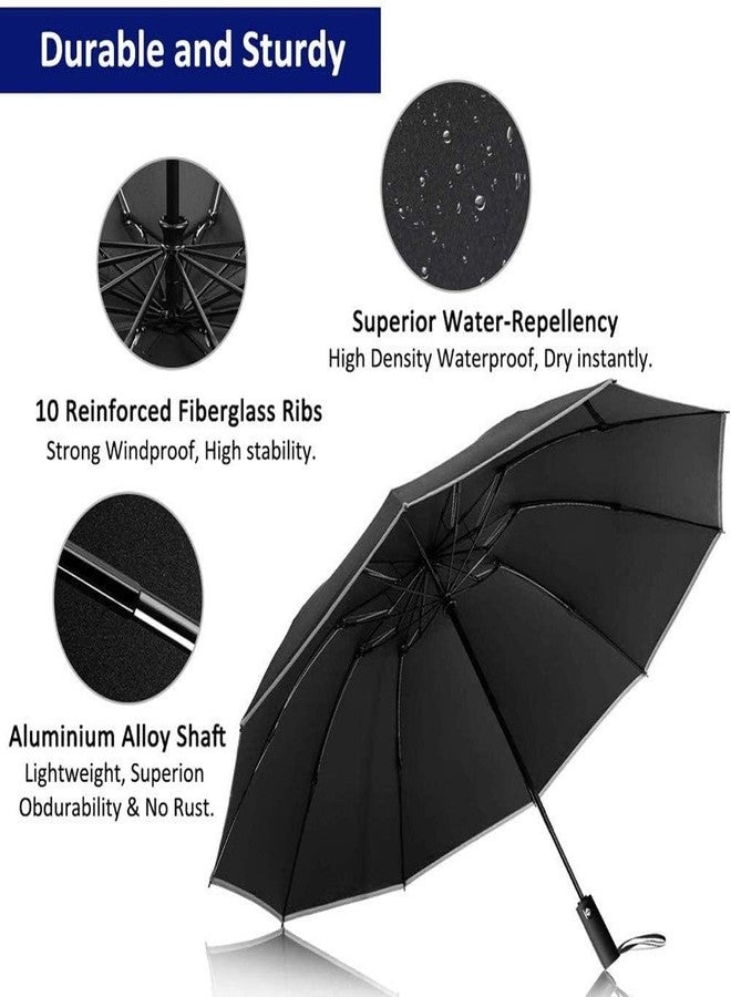 MIXEN Reverse Folding Umbrella with Night Reflective Stripe Automatic Open Close 8 Steel Ribs Windproof Waterproof UV Sun Protection Lightweight for Car Travel Outdoor - Image 4